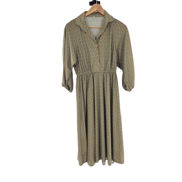 VINTAGE 1975S/1980S NOVELTY PRINT DRESS single stitch Union Made Half Button - Picture 7 of 7